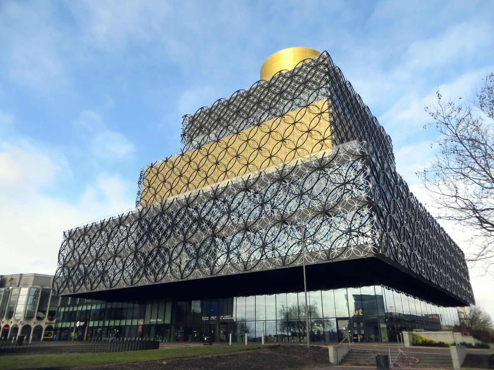 The Library of Birmingham with its interlocking metal ring facade
