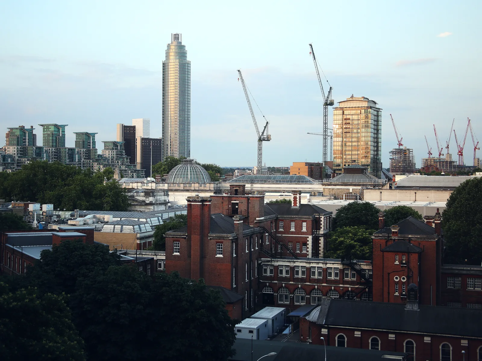 Residential towers and construction cranes in the London skyline
